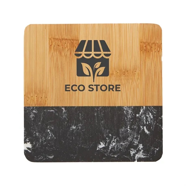 Bamboo and marble fusion coaster with 1 color pad print on... from ASI 37218 Athena Promo (tm)