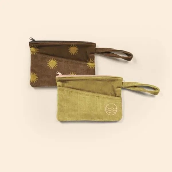 Small, rectangular, flat corduroy pouch with zippered closure, wrist strap and... from ASI 74710 Numo