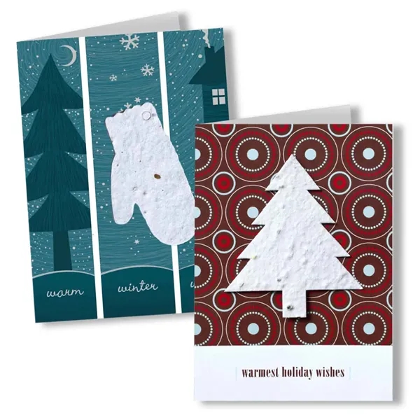 Recycled folding card with holiday seed paper shape.... from ASI 40646 Bloomin Promotions / Bloomin' Promotions™