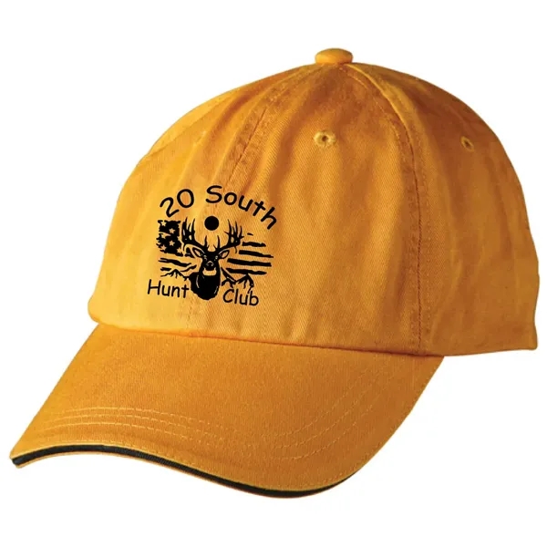 Low profile 6 panel baseball cap, with a sandwich bill and... from ASI 31260 AdCapitol