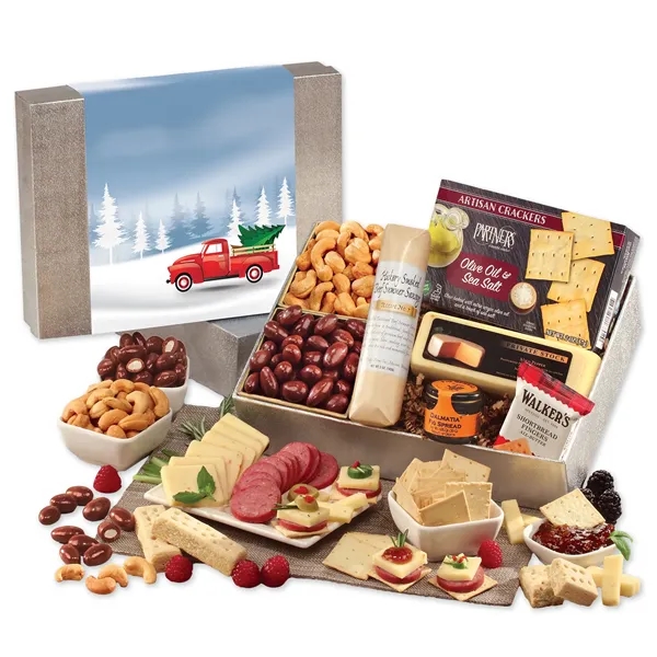 Holiday gift box with shelf-stable cheese, sausage and more with a... from ASI 68680 Maple Ridge Farms Inc