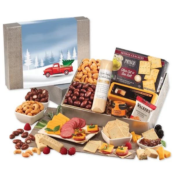 Holiday gift box with Wisconsin cheese, sausage and more with a... from ASI 68680 Maple Ridge Farms Inc