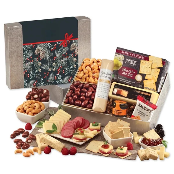 Gift box with shelf-stable cheese, sausage and more with a Pine... from ASI 68680 Maple Ridge Farms Inc