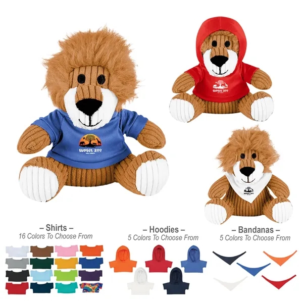 6" stuffed lion with customizable shirt, hoodie or bandanna.... from ASI 61125 Hit Promotional Products / Hit®
