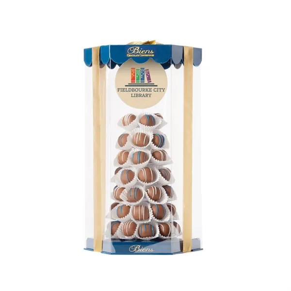 Chocolate centerpiece, featuring 50 handcrafted chocolate dipped. chocolate cake truffles, gift... from ASI 61125 Hit Promotional Products / Hit®