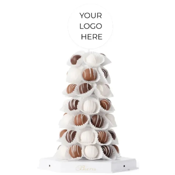 Chocolate centerpiece, featuring 50 handcrafted chocolate dipped. chocolate cake truffles, gift... from ASI 61125 Hit Promotional Products / Hit®