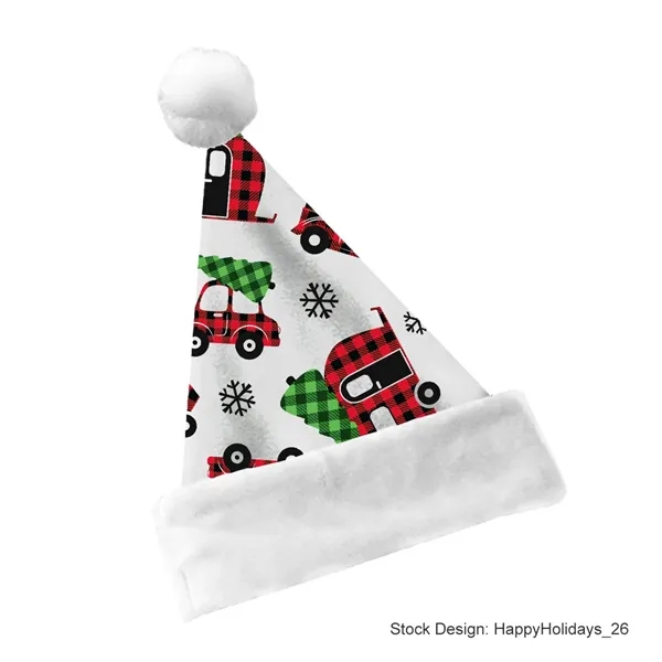 Velvet velour holiday hat with puff ball topper and sublimination process... from ASI 61125 Hit Promotional Products / Hit®