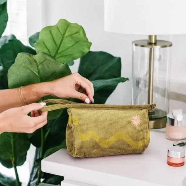 7" x 5" x 3" Corduroy travel pouch with zippered closure,... from ASI 74710 Numo