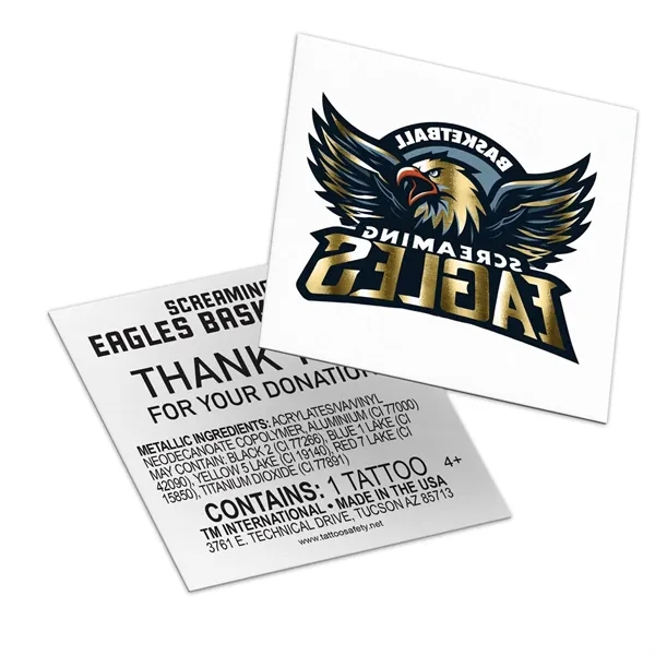 2.5" x 2.5" Custom Metallic Temporary Tattoo. Makes brands pop with... from ASI 43530 California Tattoos