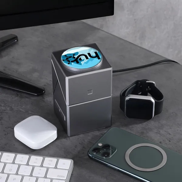 3-in-1 wireless charger with rotating face, dedicated zones & sleek design... from ASI 61966 HPG / OrigAudio