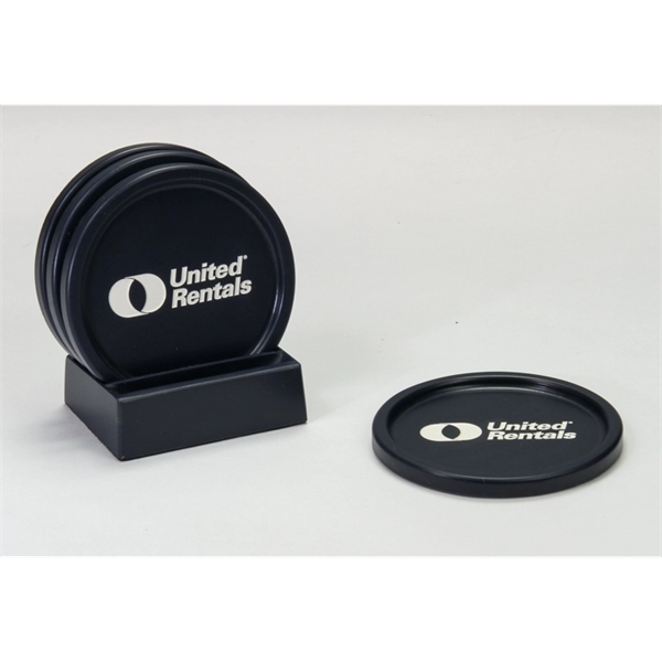 4-Pc Rimmed coaster set with base. Made from recycled materials.... from ASI 89860 StoneyCreek / StoneyCreek®