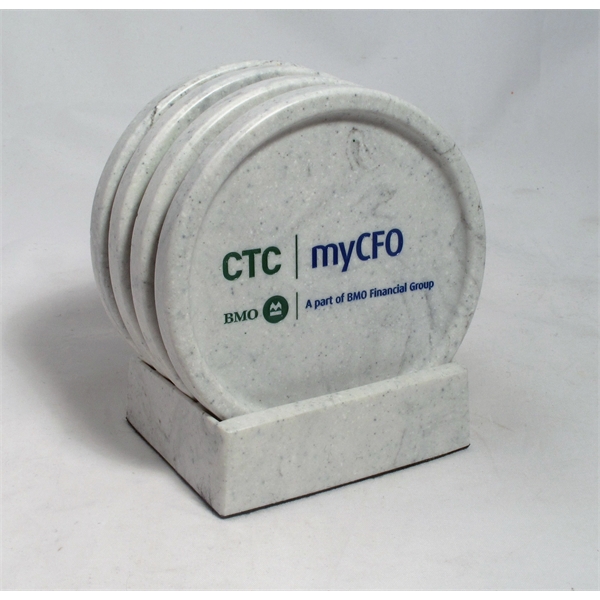 4-Pc Rimmed coaster set with base. Made from recycled materials.... from ASI 89860 StoneyCreek / StoneyCreek®