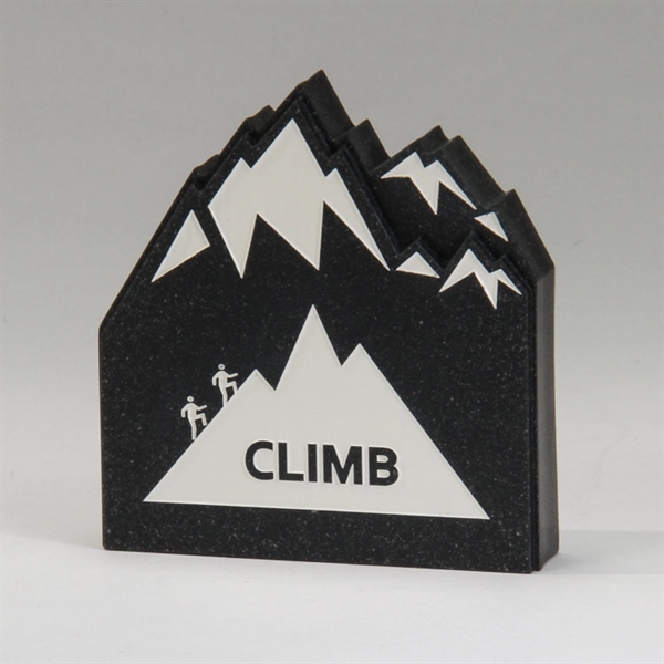 Mountain paperweight 4" x 4" x .75" and contains recycled material.... from ASI 89860 StoneyCreek