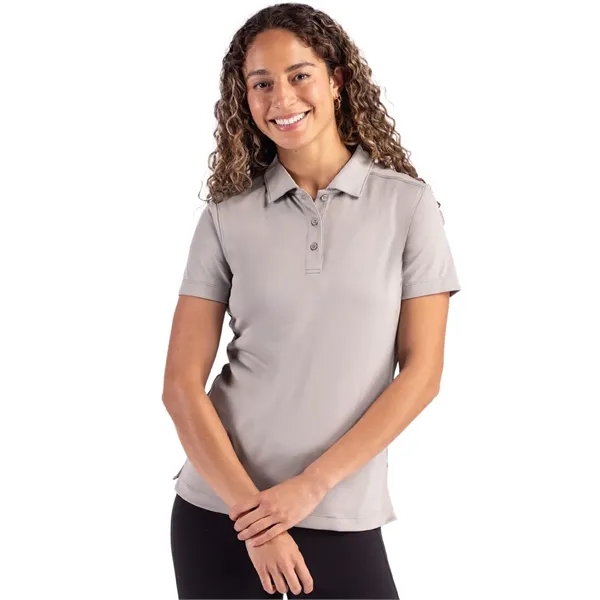 Women's polo with short sleeves, three-button placket, self-fabric neck trim, and... from ASI 47965 Cutter & Buck