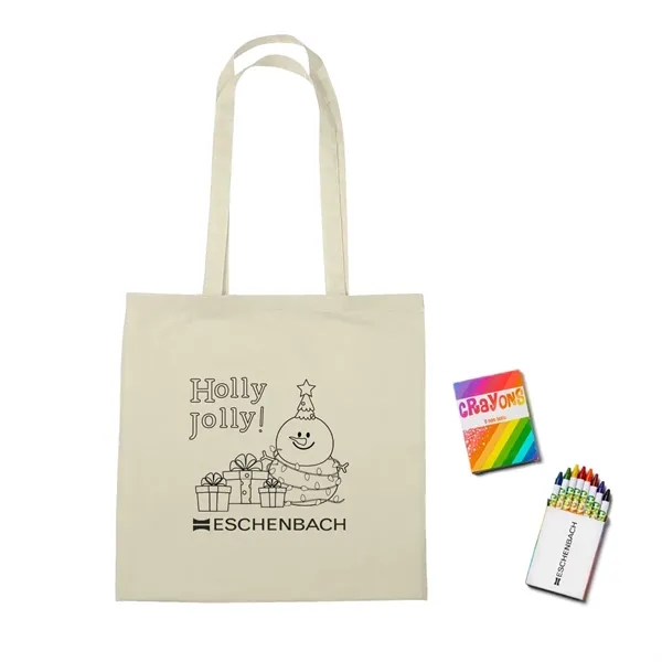 Canvas tote bag with eight pack of crayons.... from ASI 63549 Jornik Manufacturing Corp