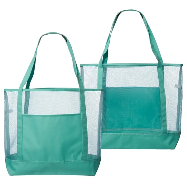 Large size mesh beach bag with outer pocket plus 1 color... from ASI 37218 Athena Promo (tm)