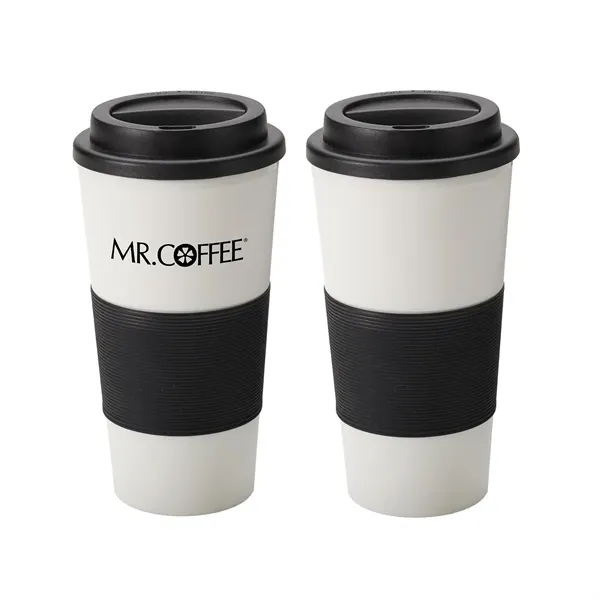 Double-wall insulated tumbler with silicone comfort grip of 16 oz. capacity... from ASI 37218 Athena Promo (tm)