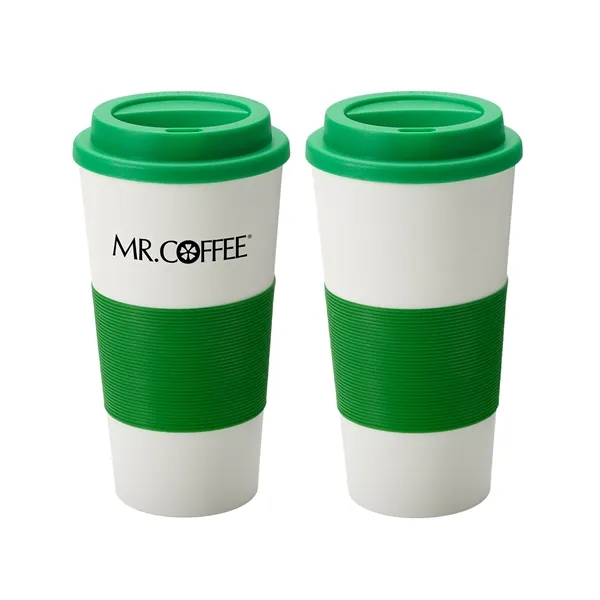 Double-wall insulated tumbler with silicone comfort grip of 16 oz. capacity... from ASI 37218 Athena Promo (tm)