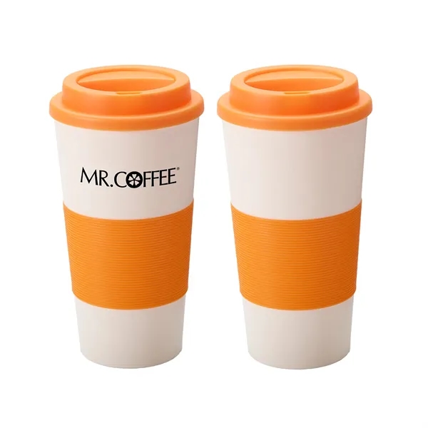 Double-wall insulated tumbler with silicone comfort grip of 16 oz. capacity... from ASI 37218 Athena Promo (tm)