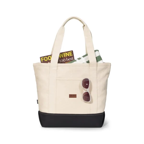 Unbleached cotton tote with 26.5" shoulder straps, contrast color bottom and... from ASI 56070 Gemline / Gemline®