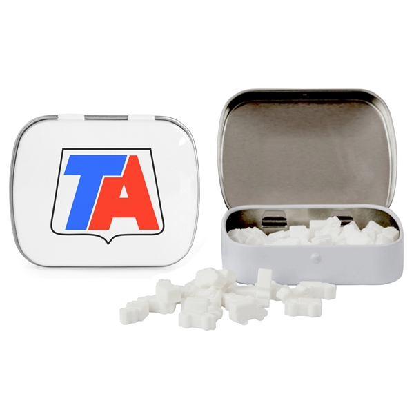 Customizable domed tin filled with truck shaped, sugar-free mints; includes full... from ASI 44900 NC Custom (CI/Lanco) / Chocolate Inn Chocolate Inn/Taylor & Grant Lanco