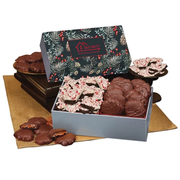 Gift box with a pine bough sleeve and filled with peppermint... from ASI 68680 Maple Ridge Farms Inc