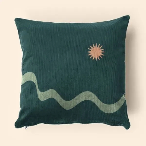 It's a 18" square corduroy pillow case with a full-bleed imprint... from ASI 74710 Numo