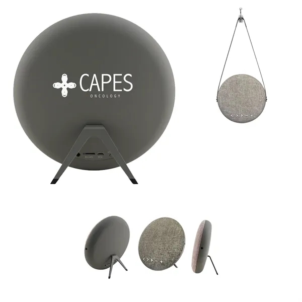 Bluetooth speaker with a detachable desk stand and a 37" leatherette... from ASI 61125 Hit Promotional Products / Hit®