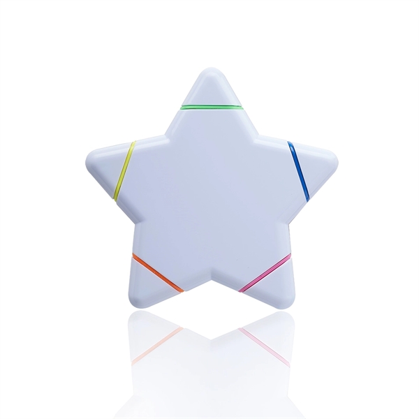 Star shaped highlighter in solid white with five different colored tips:... from ASI 39552 BEL Promo