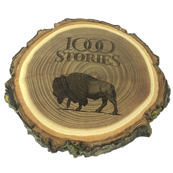 Eco-friendly wood coaster with a round shape, made from elm logs.... from ASI 72657 Active Life Promo / Apres Ski Ingrain Promo