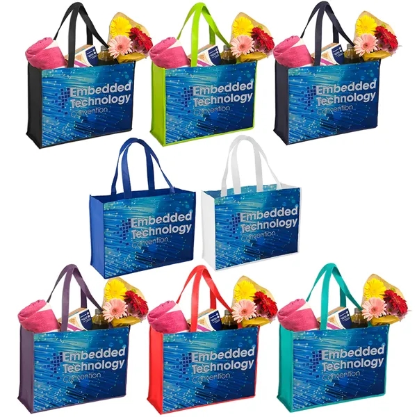 Sublimated non-woven polypropylene tote bag plus full color dye-sublimation on front... from ASI 37218 Athena Promo (tm)