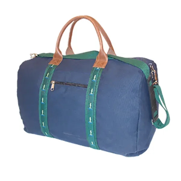 Travel bag with outside front zip pocket, leather carry handles and... from ASI 88782 Sport Systems Custom Bag Corp