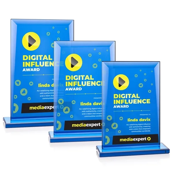 The all-blue Starfire Crystal Martello VividPrint™ Award is a striking symbol... from ASI 84592 St Regis Group / St Regis