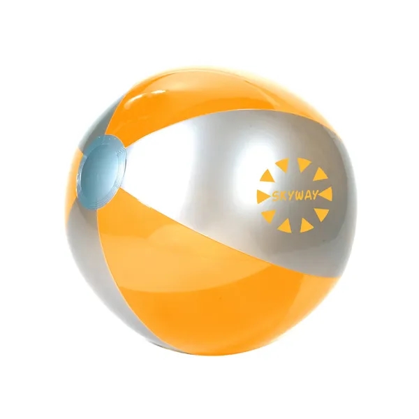 PVC beach ball has alternating silver and translucent colored panels.... from ASI 79530 Prime Line