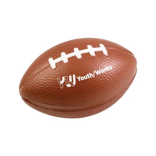 Football shaped stress reliever made of polyurethane foam; customization included.... from ASI 79530 Prime Line
