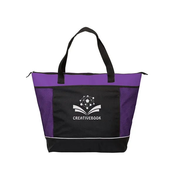 Polyester insulated tote bag with zippered compartment, front pocket, web handles... from ASI 79530 Prime Line