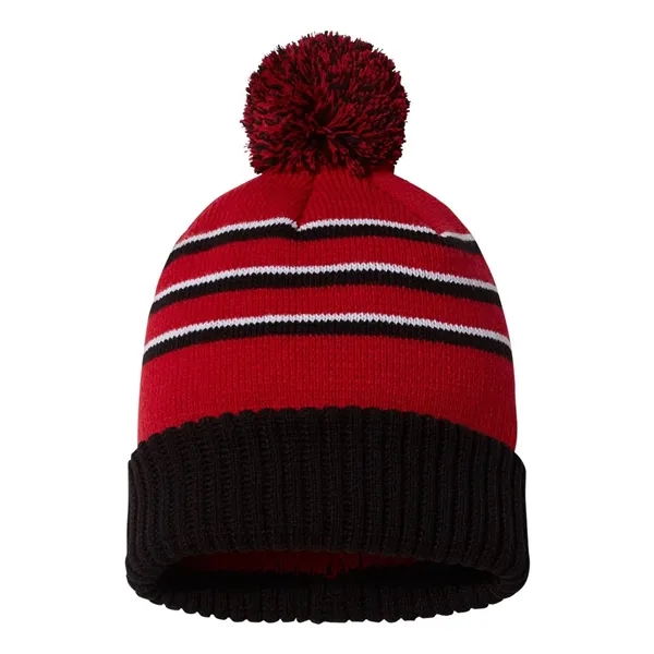 Richardson Stripe Pom Beanie With Cuff... from ASI 84358 S&S Activewear
