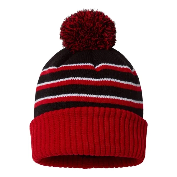 Richardson Stripe Pom Beanie With Cuff... from ASI 84358 S&S Activewear