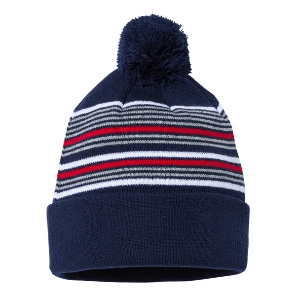 12" Striped Pom-Pom Knit Cap... from ASI 84358 S&S Activewear