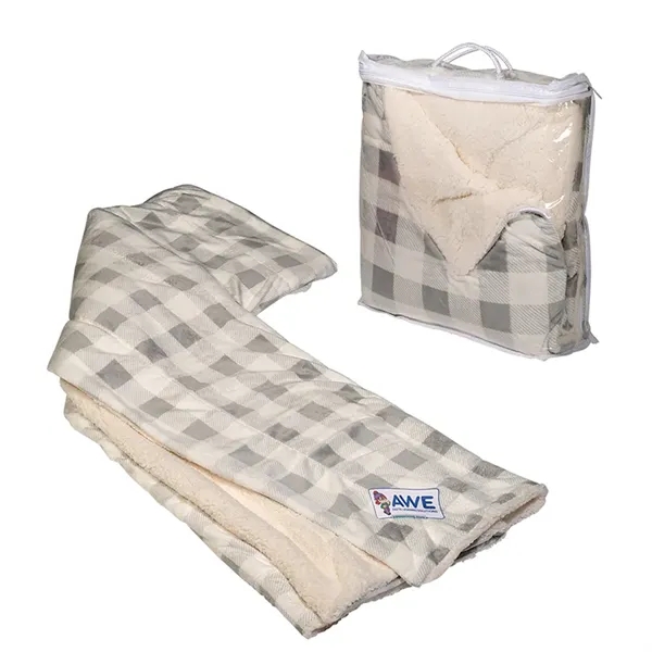 50" x 60" micro mink sherpa blanket with hidden embroidered pocket... from ASI 79530 Prime Line