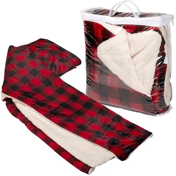 50" x 60" micro mink sherpa blanket with hidden embroidered pocket... from ASI 79530 Prime Line