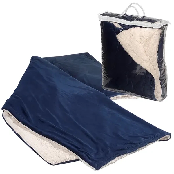50" x 60" micro mink sherpa blanket with hidden embroidered pocket... from ASI 79530 Prime Line