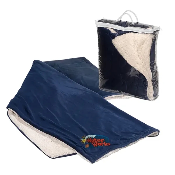 50" x 60" micro mink sherpa blanket with hidden embroidered pocket... from ASI 79530 Prime Line