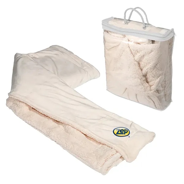 50" x 60" micro mink sherpa blanket with hidden embroidered pocket... from ASI 79530 Prime Line