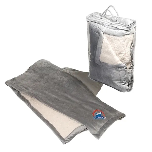 50" x 60" micro mink sherpa blanket with hidden embroidered pocket... from ASI 79530 Prime Line