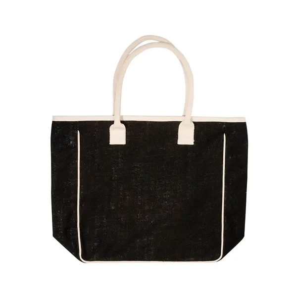 Jute and cotton canvas tote bag with large zippered main compartment,... from ASI 79530 Prime Line