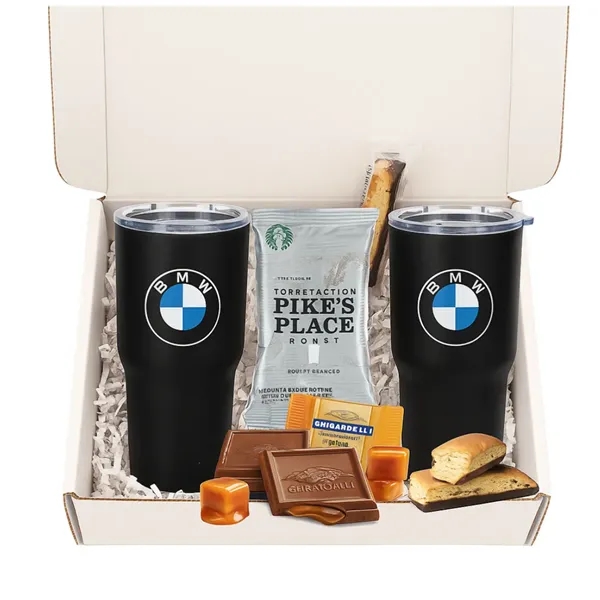 Stainless travel tumbler, coffee, chocolate, cookies Mailer... from ASI 89971 Stuff A Mug