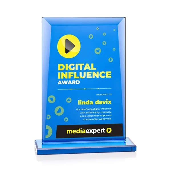 The all-blue Starfire Crystal Martello VividPrint™ Award is a striking symbol... from ASI 84592 St Regis Group / St Regis