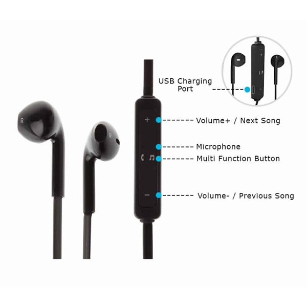 23.6" x 0.67" x 0.59" wireless bluetooth earbuds made of ABS... from ASI 37218 Athena Promo (tm)