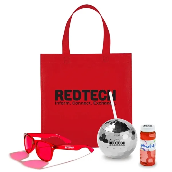 Party kit with a disco ball tumbler, mini shopping tote bag,... from ASI 63549 Jornik Manufacturing Corp
